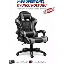 Kazan Hobi Gri Desen Ergonomik Oyuncu Koltuğu Ayarlanabilir Boyun ve Bel Yastığı Hareketli Kolçak