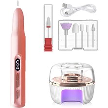 Kazan Hobi Lamba, Yeni Nesil 9 Parça Şarjlı Tırnak Freze Seti USB Şarjlı Törpü Seti Uv LED Profesyonel Manikür Seti Pro