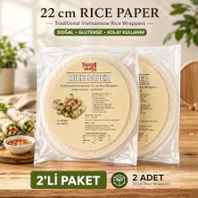 Kazan Hobi 20 Yaprak Pirinç Yufkası; 10 Yaprak (22 Cm) x 2'li Paket, Rice Paper Glutensiz| Vietnam Usulü Spring Roll & Sushi Için Ince ve Esnek Pirinç Kağıdı
