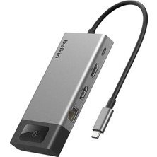 Belkin INC027HQSGY Connect 8 Port Dual Display Usb-C Hub 100W Pd 4K 60Hz - Gri