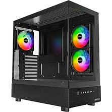 Kazan Hobi Xr Atx Mid-Tower Oyun Kasası, 3X120 mm Argb Pwm Fan, Çift Temperli Cam Panel, Ahşap Tahıl Tasarımı, 4090 Gpu ve 360 mm Radyatör Desteği