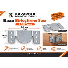 Karapolat Metal (2 Çift Takım) Mobilya Baza Koltuk Köşe Kanepe Çekyat Birleştirme Başlık Sacı Aparatı