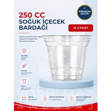 Yorulmaz Ambalaj 🥤 250 cc Plastik Bardak 25'li | Kullan At Bardak | Şeffaf Plastik Içecek Bardağı