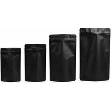 Kazan Hobi Alüminyum Doypack Yeniden Kullanılabilir Folyo Poşetler; Fermuarlı, Koku Geçirmez, Ayakta Durabilen, Gıda Saklama, 50'li Paket (Siyah, 13 x 22 Cm)