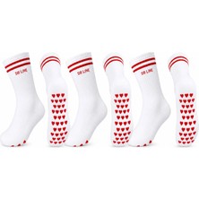 Ceki Home Db Lıne Kaydırmaz 4'lü Pilates Yoga Çorabı Pamuklu Silikon Tabanlı Barre Stüdyo Spor Çorabı