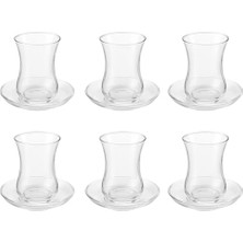 Kazan Hobi Çay Seti; 12 Parça Klasik, 6 Çay Bardağı ve 6 Çay Tabağı, Şeffaf Cam, 8 cm Bardak, 10 cm Tabak, ve Dayanıklı Tasarım