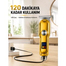 Nemere İthalat Profesyonel Saç Sakal Tıraş Makinesi T Bıçaklı Turbo Modlu LED Ekranlı 3 Taraklı Şarjlı Ne
