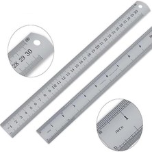 Kazan Hobi Çelik Cetvel 30 cm Inç Ölçülü 1 Adet Paslanmaz Çelik Metal Çetvel 30 Santimetre