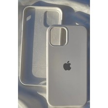 iPhone 15 Için Kılıf Lansman Logolu Içi Yumuşak Kadife 15 Kılıfı Silikon Beyaz