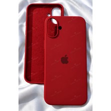 iPhone 16 Için Kılıf Lansman Logolu Içi Yumuşak Kadife 16 Kılıfı Silikon Kırmızı