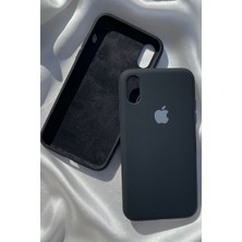 iPhone Xs Max Için Kılıf Lansman Logolu Içi Yumuşak Kadife Xs Max Kılıfı Silikon Siyah