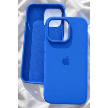 iPhone 12 Pro Max Için Kılıf Lansman Logolu Içi Yumuşak Kadife 12 Pro Max Kılıfı Silikon Sax Mavi