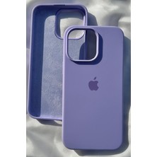 iPhone 15 Pro Max Için Kılıf Lansman Logolu Içi Yumuşak Kadife 15 Pro Max Kılıfı Silikon Lila