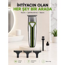Nemere İthalat Profesyonel Saç Sakal Tıraş Makinesi T Bıçaklı Şarjlı Kablosuz 3 Taraklı Erkek Bakım Seti