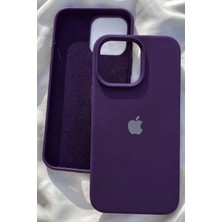iPhone 15 Pro Max Için Kılıf Lansman Logolu Içi Yumuşak Kadife 15 Pro Max Kılıfı Silikon Derin Mor