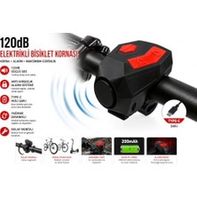 Kazan Hobi 120 Db USB Type-C Şarjlı Bisiklet Kornası ve Anti Hırsızlık Alarmı | Elektrikli Bisiklet Zili | Scooter, Mtb ve Yol Bisikleti Uyumlu | 200 Mah Batarya