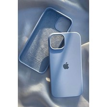 iPhone 15 Için Kılıf Lansman Logolu Içi Yumuşak Kadife 15 Kılıfı Silikon Bebek Mavi