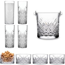Kazan Hobi Paşabahçe Timeless 9 Parça Rakı Seti; 4 Rakı Bardağı, 4 Çerezlik, 1 Buz Kovası