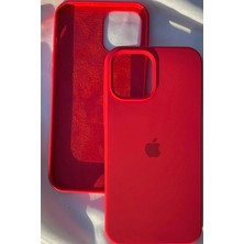 iPhone 15 Için Kılıf Lansman Logolu Içi Yumuşak Kadife 15 Kılıfı Silikon Kırmızı