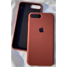 iPhone 8 Plus Için Kılıf Lansman Logolu Içi Yumuşak Kadife 8 Plus Kılıfı Silikon Kahverengi