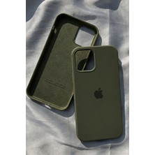 iPhone 15 Plus Için Kılıf Lansman Logolu Içi Yumuşak Kadife 15 Plus Kılıfı Silikon Haki