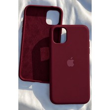 iPhone 11 Için Kılıf Lansman Logolu Içi Yumuşak Kadife 11 Kılıfı Silikon Bordo