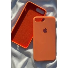 iPhone 8 Plus Için Kılıf Lansman Logolu Içi Yumuşak Kadife 8 Plus Kılıfı Silikon Turuncu