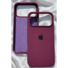 iPhone 18 Pro Için Kılıf Lansman Logolu Içi Yumuşak Kadife 18 Pro Kılıfı Silikon Bordo