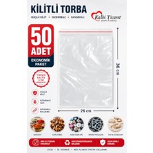 Kazan Hobi Kilitli Torba 26X36 cm 50'li Kilitli Buzdolabı Poşeti Şeffaf Naylon Torba Kilitli Saklama Poşeti