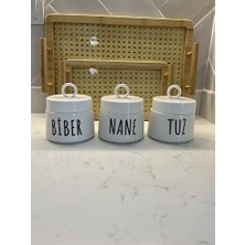 Kazan Hobi Porselen Baharatlık Kavanoz Takımı; 3 Parça, 400 ml