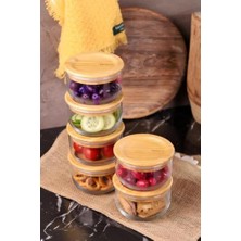 Kazan Hobi Kahvaltılık Seti, Bambum Duo 300 ml 6'lı Bambu Kapaklı Cam