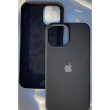 iPhone 14 Için Kılıf Lansman Logolu Içi Yumuşak Kadife 14 Kılıfı Silikon Siyah