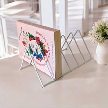 Kazan Hobi Eceaksesuar Kitap Tutacağı-Kitap Rafı-Metal Kitap Desteği, Kitaplık- Ev ve Ofis Dekoratif Aksesuar Beyaz