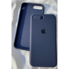 iPhone 8 Plus Için Kılıf Lansman Logolu Içi Yumuşak Kadife 8 Plus Kılıfı Silikon Lacivert