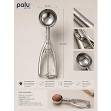 Kazan Hobi Paslanmaz Çelik Dondurma Kaşığı 22.5 Cm, Profesyonel Yaylı Servis Kaşığı