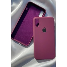 iPhone Xr Için Kılıf Lansman Logolu Içi Yumuşak Kadife Xr Kılıfı Silikon Bordo