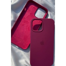 iPhone 15 Plus Için Kılıf Lansman Logolu Içi Yumuşak Kadife 15 Plus Kılıfı Silikon Bordo