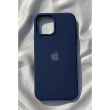 iPhone 14 Için Kılıf Lansman Logolu Içi Yumuşak Kadife 14 Kılıfı Silikon Lacivert