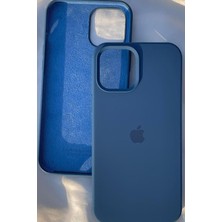 iPhone 15 Plus Için Kılıf Lansman Logolu Içi Yumuşak Kadife 15 Plus Kılıfı Silikon Pasific Blue