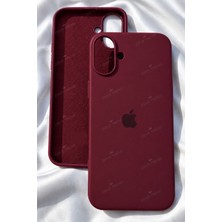 iPhone 16 Plus Için Kılıf Lansman Logolu Içi Yumuşak Kadife 16 Plus Kılıfı Silikon Bordo
