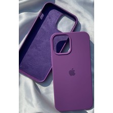 iPhone 14 Için Kılıf Lansman Logolu Içi Yumuşak Kadife 14 Kılıfı Silikon Derin Mor