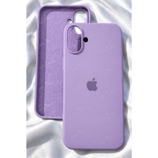 iPhone 16 Için Kılıf Lansman Logolu Içi Yumuşak Kadife 16 Kılıfı Silikon Lila