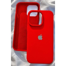 iPhone 15 Pro Max Için Kılıf Lansman Logolu Içi Yumuşak Kadife 15 Pro Max Kılıfı Silikon Kırmızı