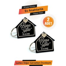 SaltanArt Ev Anahtarlık, 2 Adet Ev Şeklinde Kişiye Özel Araba Anahtarlığı, Özel Hediyelik Ahşap Kutulu,