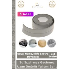 Denguva Premium Su Geçirmez Sızdırmaz Dayanıklı Pvc Yağ Kenar Küf Önleyici 3.2m Gri Izolasyon Bant 5 Adet
