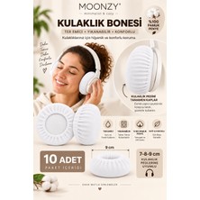 White Guard Kulaklık Bonesi , Yıkanabilir , 9 cm ,ter Emici Penye Kumaş Kulaklık Ped Kılıfı , Siyah  Beyaz