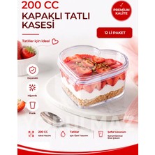 Yorulmaz Ambalaj 200 cc Kalp Kristal Tatlı Kase 12'li | Şık Tatlı Sunum Kabı | Magnolia & Puding Kasesi