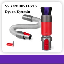 Vitaluxe Dyson V7/V8/V10/V11/V15 Uyumlu Araç Içi Çizmeyen Hassas Yüzey Temizleme Fırçası ve Uzatma Hortum Seti (Buton Kilidi Hediyeli)