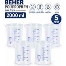 Labolist Beher Polipropilen - Kısa Form 2000  ml 5 Adet
