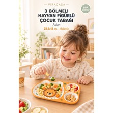 Viracasa Hayvan Figürlü 3 Bölmeli Çocuk Tabağı Melamin Mama Beslenme Tabağı Bpa Içermez